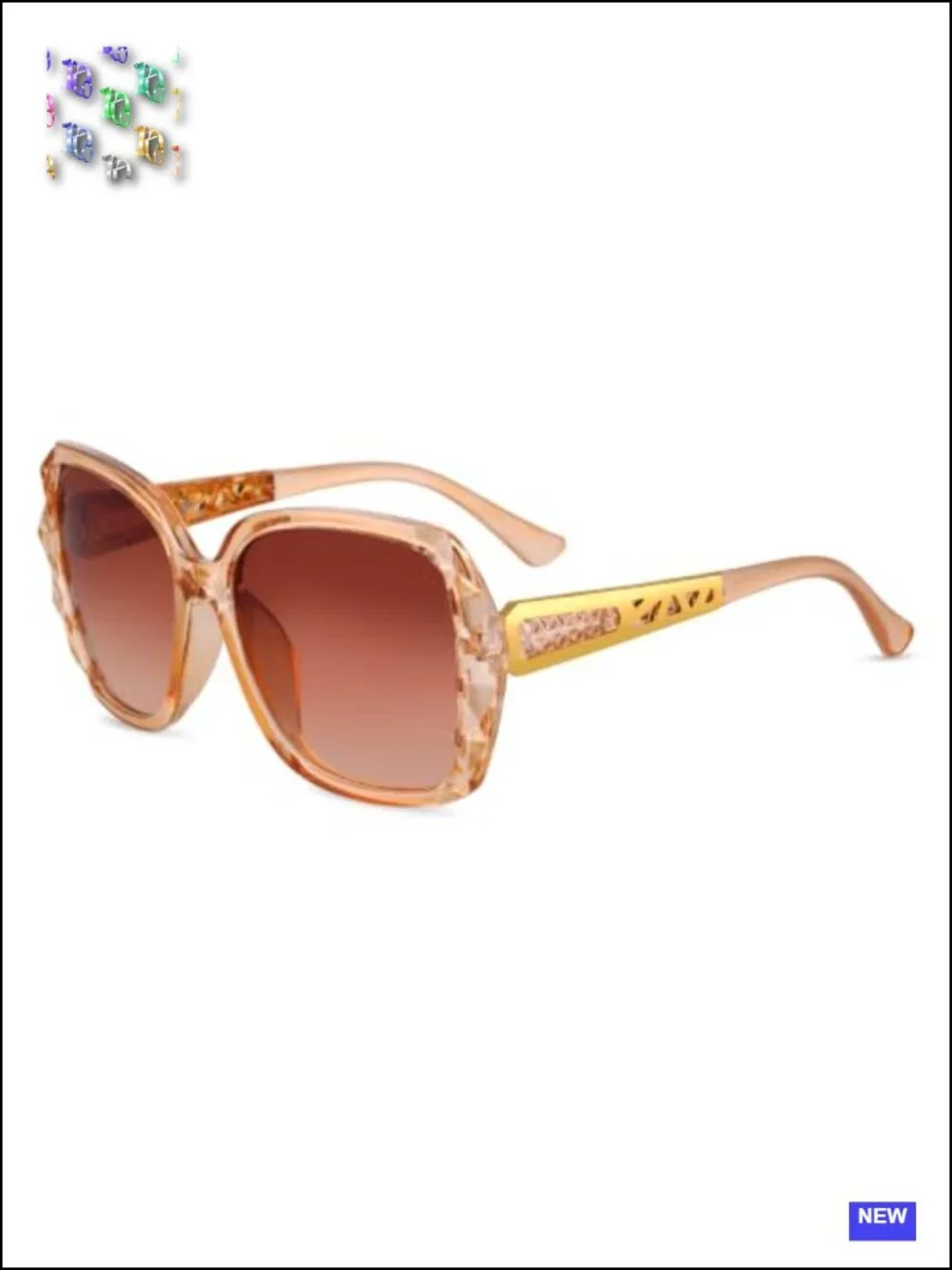 Polarized Square Sunglasses Sparkling Large Frame UV400 Protection for Women Men